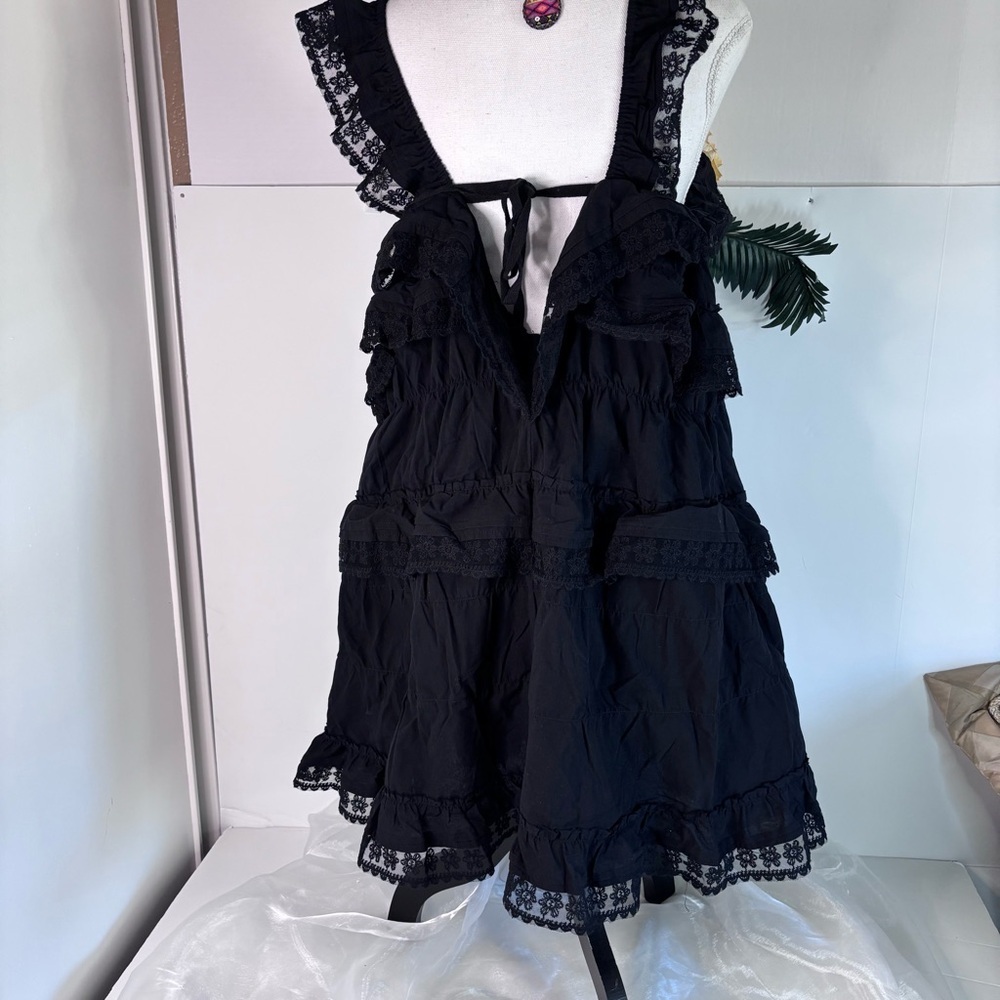 Chic Black Ruffle Backless Dress - image 8